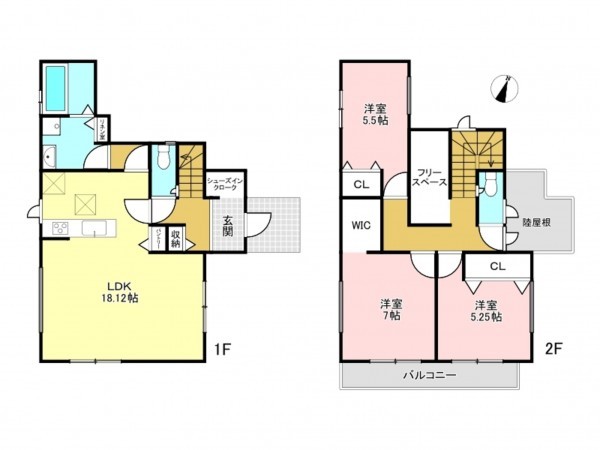 加古川市平岡町高畑、新築一戸建ての間取り画像です