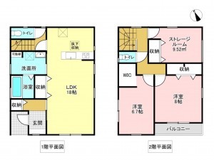 加古川市別府町新野辺北町、新築一戸建ての間取り画像です