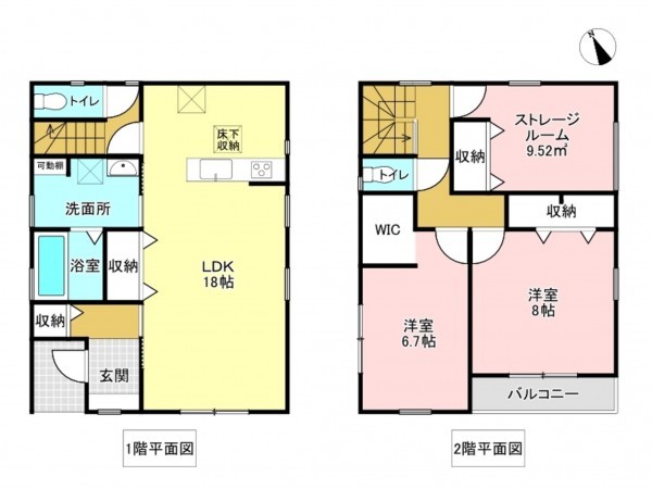 加古川市別府町新野辺北町、新築一戸建ての間取り画像です