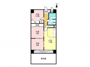 加古川市加古川町木村、マンションの間取り画像です