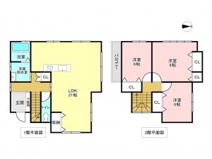 加古川市野口町北野、中古一戸建ての間取り画像です