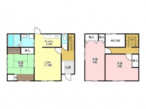 加古川市平岡町新在家、中古一戸建ての間取り画像です