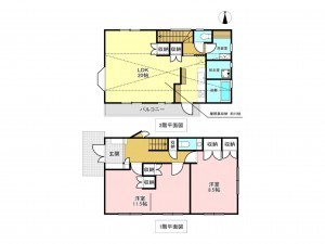 加古川市野口町北野、中古一戸建ての間取り画像です