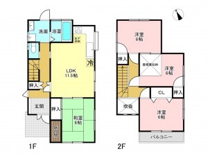 加古川市平岡町高畑、中古一戸建ての間取り画像です