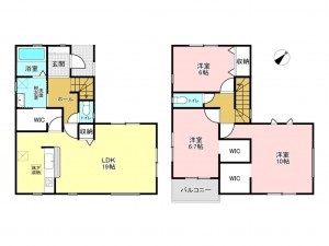 加古川市加古川町粟津、新築一戸建ての間取り画像です