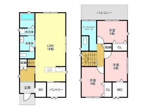 加古川市別府町新野辺、新築一戸建ての間取り画像です