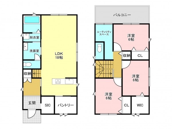 加古川市別府町新野辺、新築一戸建ての間取り画像です