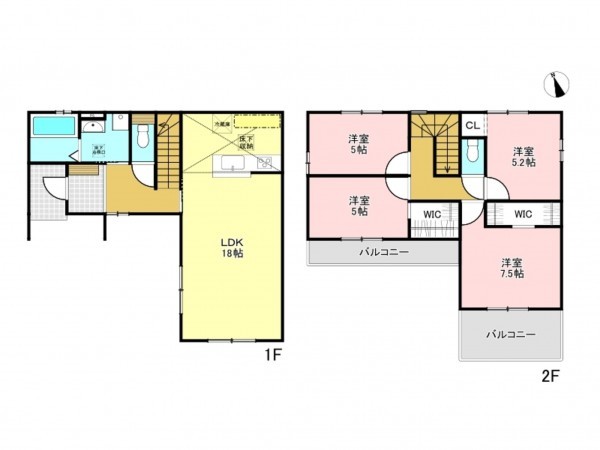 加古川市加古川町中津、新築一戸建ての間取り画像です