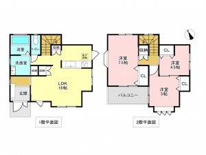 加古川市別府町新野辺北町、中古一戸建ての間取り画像です