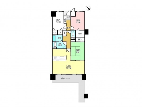 加古川市野口町北野、マンションの間取り画像です
