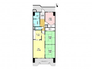 加古川市平岡町新在家、マンションの間取り画像です