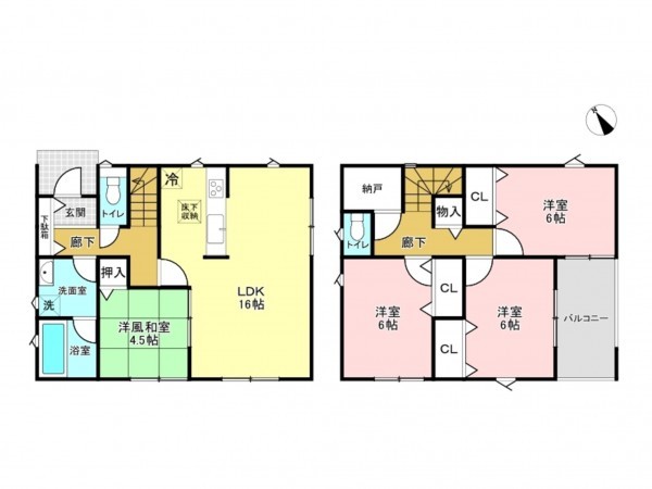 加古川市尾上町池田、新築一戸建ての間取り画像です