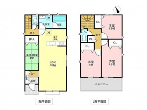 加古川市西神吉町鼎、新築一戸建ての間取り画像です