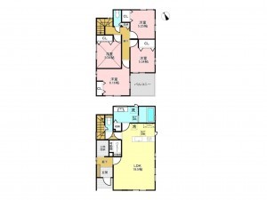 加古川市尾上町口里、新築一戸建ての間取り画像です