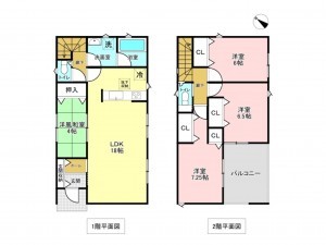 加古川市別府町新野辺北町、新築一戸建ての間取り画像です