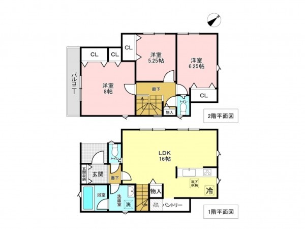 加古川市野口町良野、新築一戸建ての間取り画像です