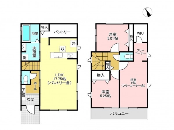 加古川市平岡町高畑、新築一戸建ての間取り画像です