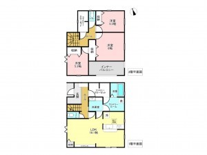 加古川市加古川町稲屋、新築一戸建ての間取り画像です