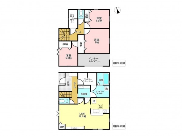 加古川市加古川町稲屋、新築一戸建ての間取り画像です