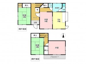 加古川市別府町別府、中古一戸建ての間取り画像です