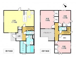 加古川市加古川町本町、新築一戸建ての間取り画像です