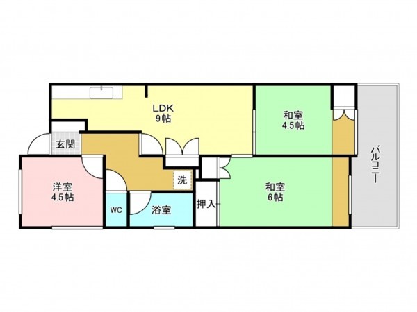 加古川市平岡町新在家、マンションの間取り画像です