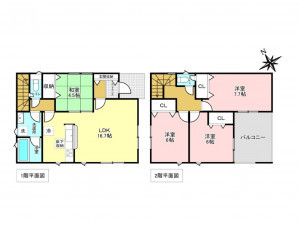 加古川市別府町新野辺、新築一戸建ての間取り画像です