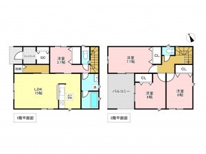加古川市別府町新野辺、新築一戸建ての間取り画像です