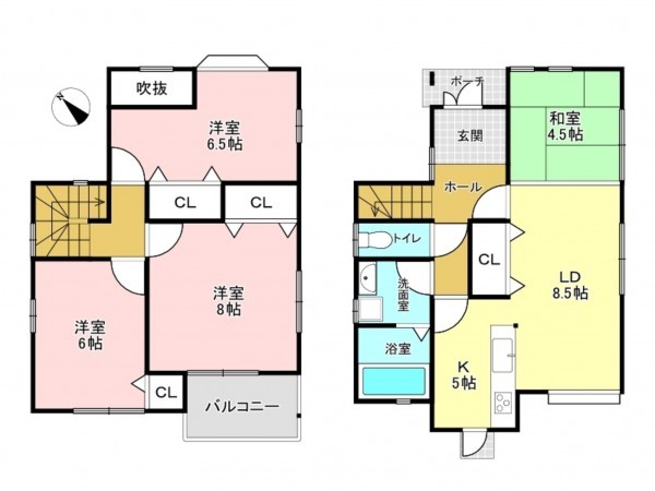加古川市尾上町口里、中古一戸建ての間取り画像です