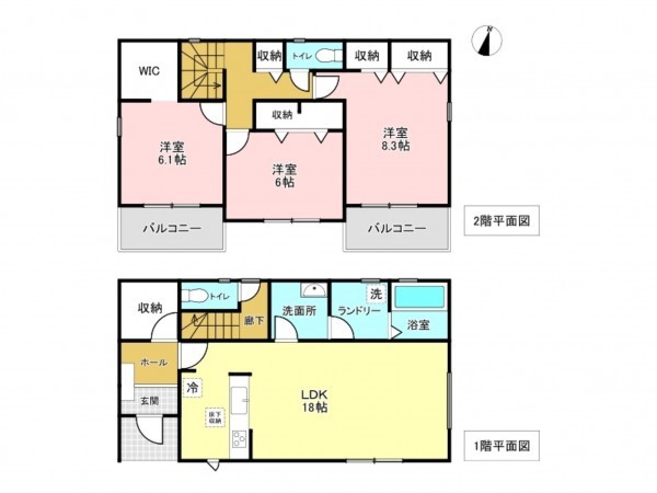 加古川市新神野、新築一戸建ての間取り画像です