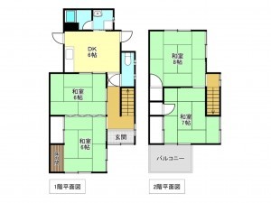 加古川市野口町二屋、中古一戸建ての間取り画像です