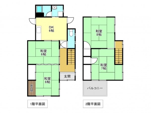 加古川市野口町二屋、中古一戸建ての間取り画像です