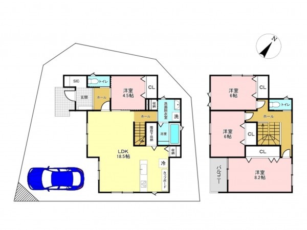 加古川市平岡町高畑、新築一戸建ての間取り画像です