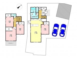 加古川市平岡町高畑、新築一戸建ての間取り画像です