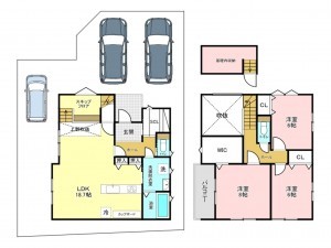 加古川市尾上町長田、新築一戸建ての間取り画像です