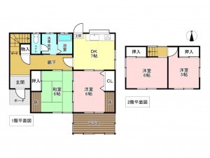 加古川市東神吉町西井ノ口、中古一戸建ての間取り画像です