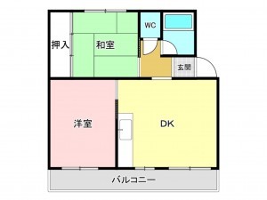 加古川市野口町長砂、マンションの間取り画像です
