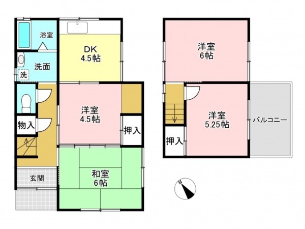 加古川市尾上町長田、中古一戸建ての間取り画像です