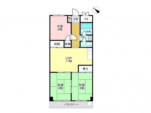加古川市平岡町新在家、マンションの間取り画像です
