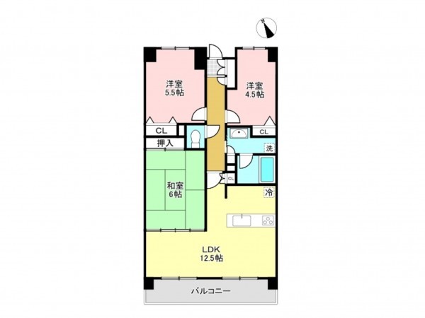 加古川市別府町別府、マンションの間取り画像です