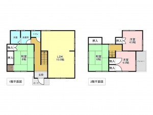 加古川市尾上町口里、中古一戸建ての間取り画像です