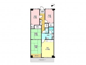 加古川市別府町別府、マンションの間取り画像です