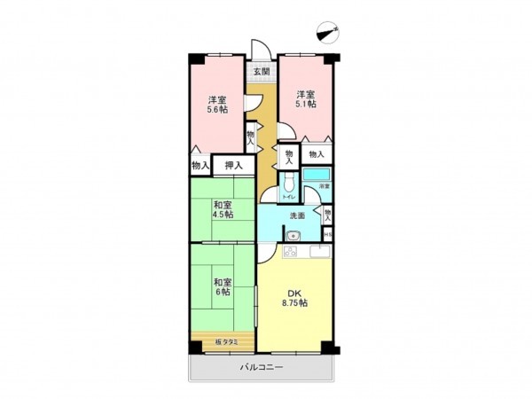 加古川市別府町別府、マンションの間取り画像です