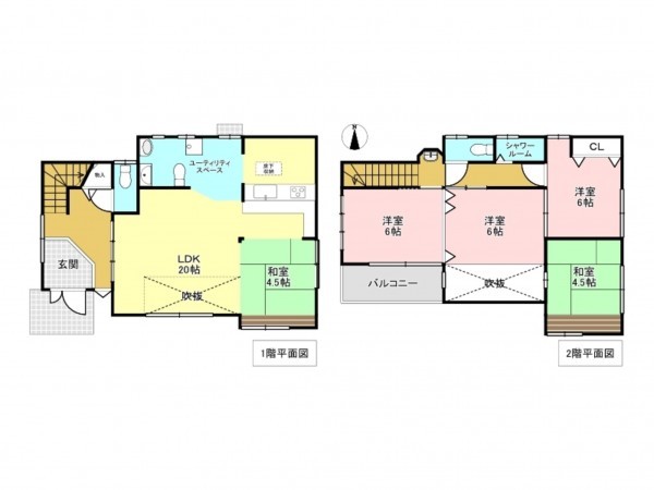 加古川市東神吉町西井ノ口、中古一戸建ての間取り画像です
