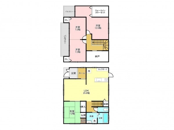 加古川市野口町良野、中古一戸建ての間取り画像です