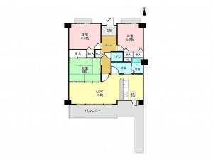 加古川市西神吉町岸、マンションの間取り画像です