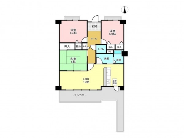 加古川市西神吉町岸、マンションの間取り画像です