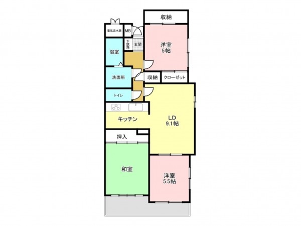 加古川市尾上町池田、マンションの間取り画像です