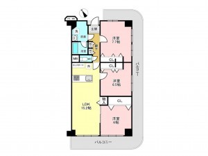 加古川市別府町別府、マンションの間取り画像です