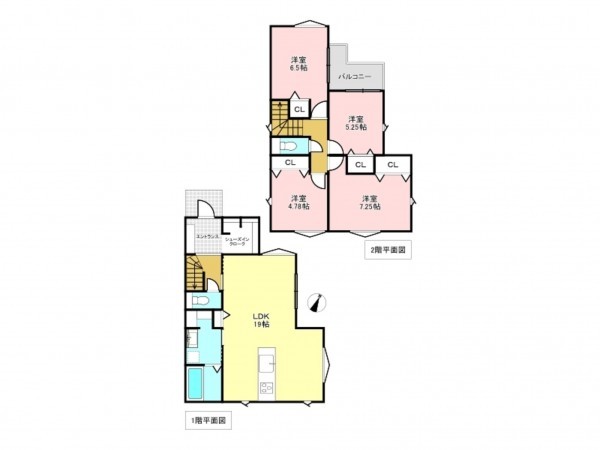 加古川市平岡町高畑、新築一戸建ての間取り画像です